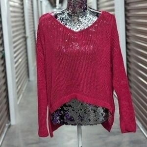 Coquette Cottagecore Pink Open Knit GUESS‎ Sweater Boho Slouchy Barbiecore Small